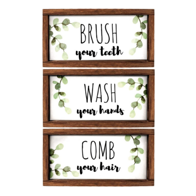 Custom Text Toilet Rules Bathroom Sign Vintage Wood Picture Bath Wall Decor Wooden Framed Signs