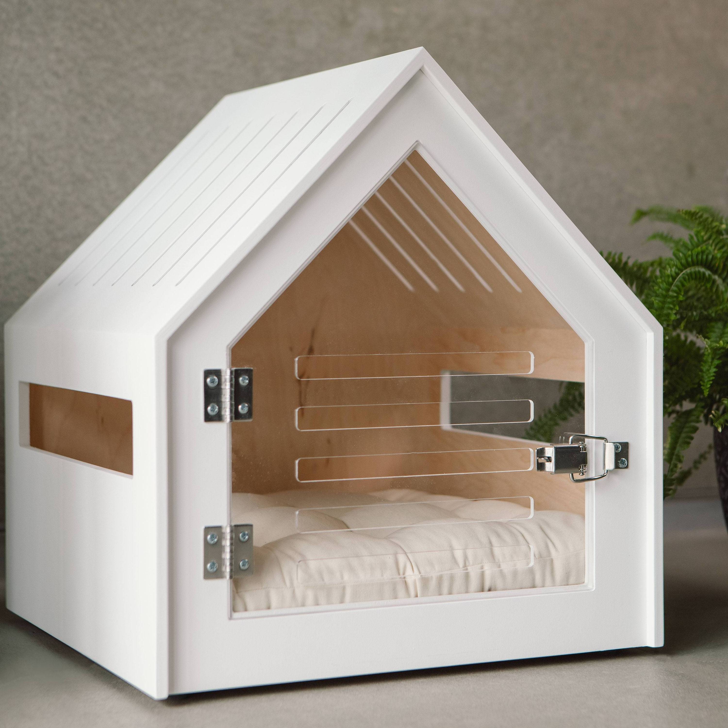 Indoor Modern Dog and Cat Furniture Crate House Kennel Bed with Acrylic Door for Living Room Furniture