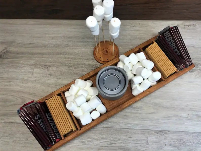 Rustic Wood Smores Bar Station Smores Station Party Station, Family Smores Station Gift, Dessert Station Tray