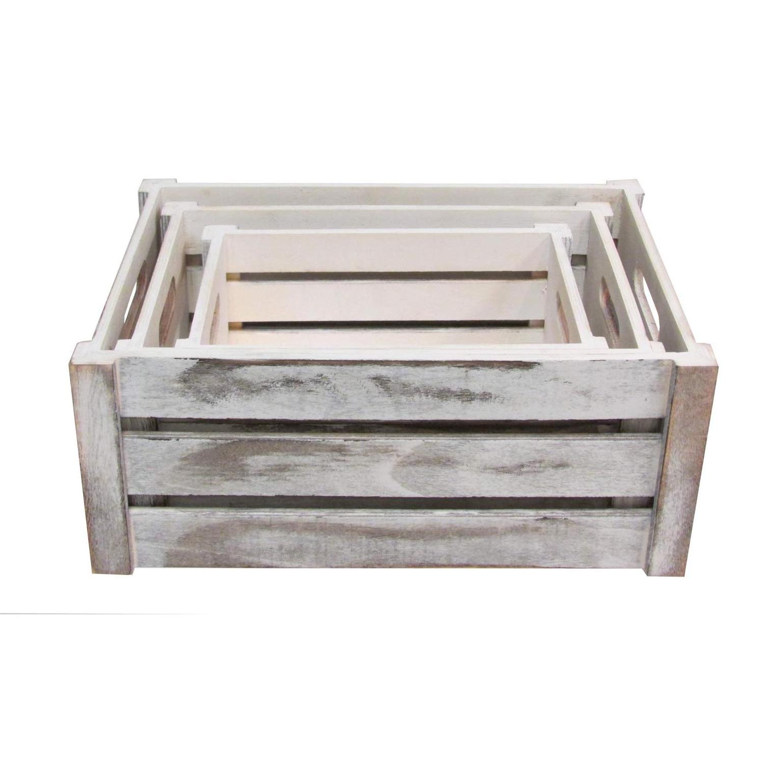 Wholesale customization antique Wood Nesting Crates Decorative Farmhouse Wooden Storage Boxes Farmhouse Wooden Basket