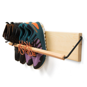 Home hallway bathroom wooden hanging slippers rack wall mounted shoe organizer baboosh holder Shoe Shelf