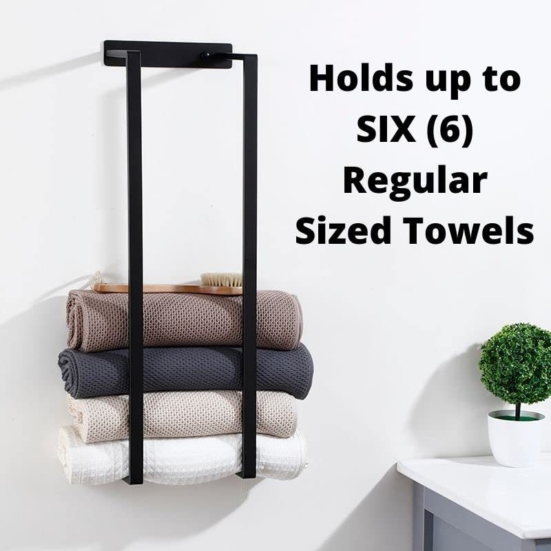 High quality stainless steel matt black towel rack self adhesive bathroom rack black towel holder Bath Towels Storage