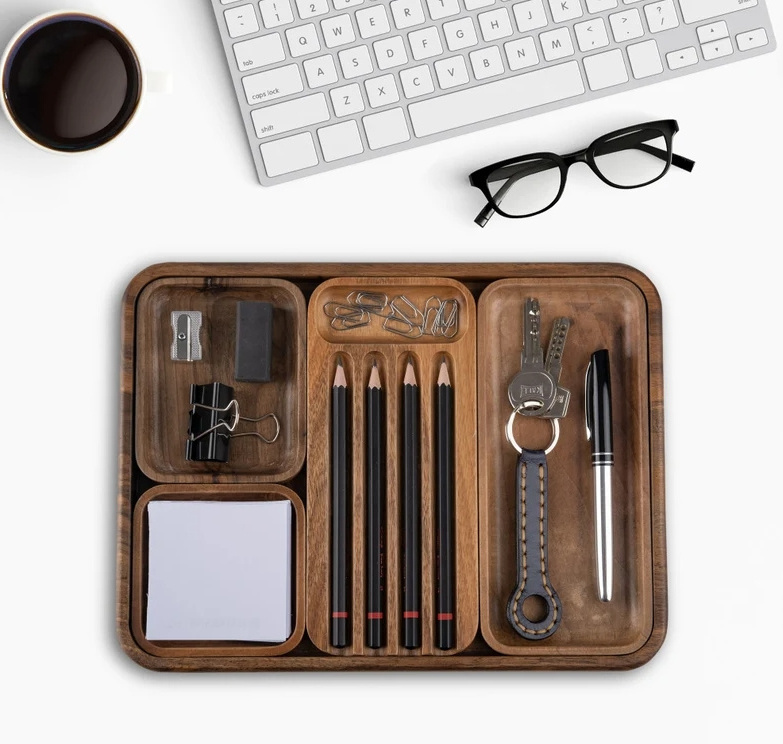 Factory Wooden Personalized Wooden Desk Organizer Set of 5 - Desk Accessories Organizer Phone Storage and Decor furniture