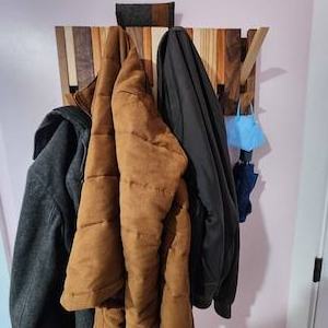 Rustic Wall Mounted Coat Rack Multi Material Mixed Hardwoods Hook Rack Handmade Flip Down Coat Rack Natural Wood Coat Hanger