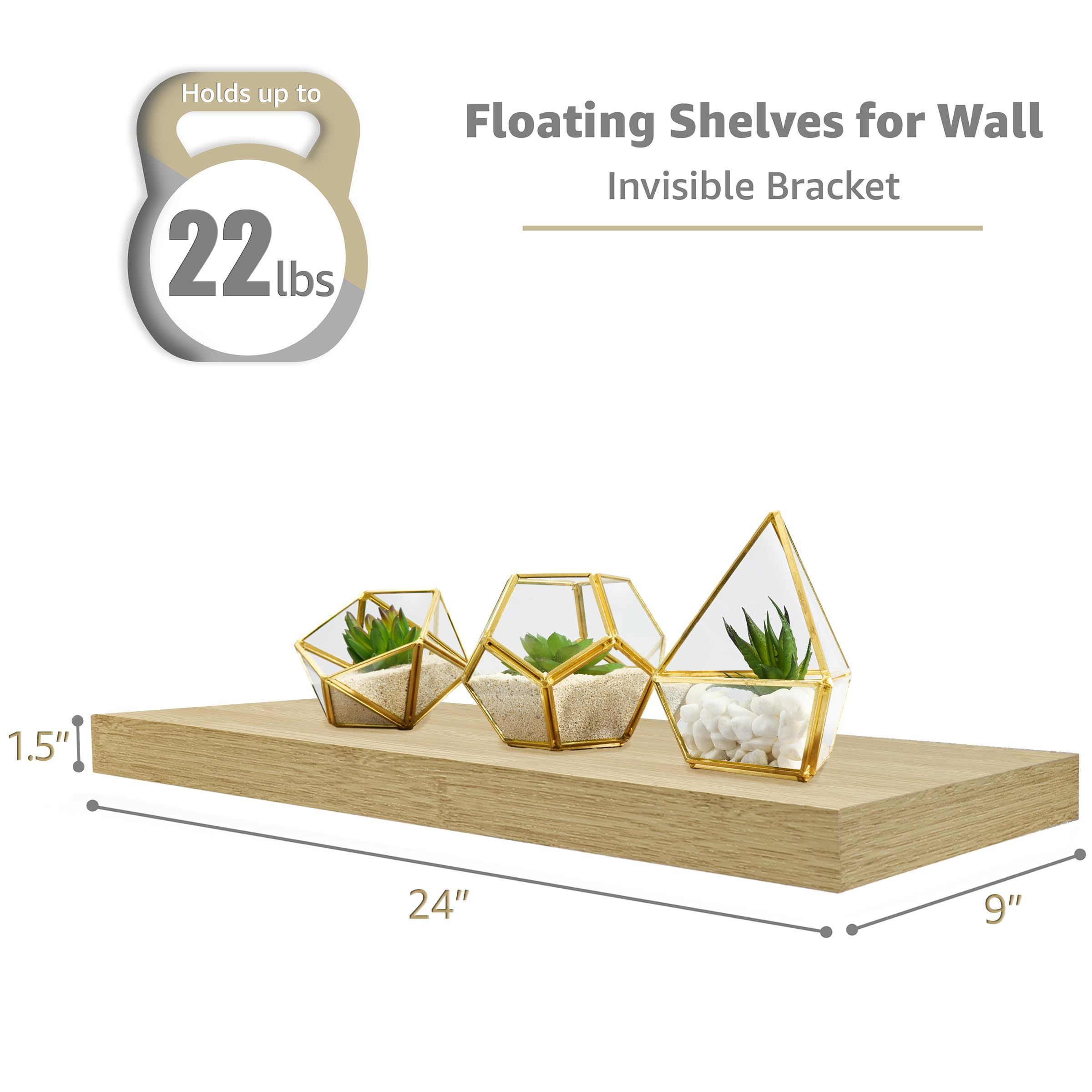 Floating Shelves Wall Shelves for Bedroom Kitchen Living Room Floating Shelf  Rounded Corners Modern solid wood floating storage