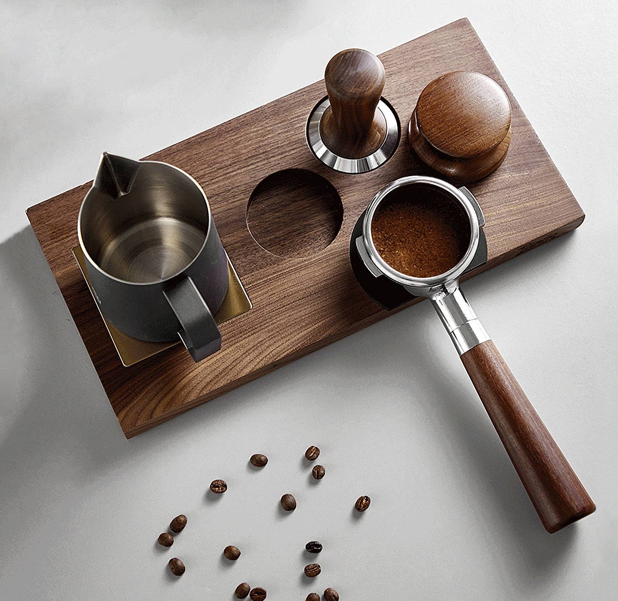 Walnut Wood Espresso Tamp Station Coffee Tamp Station  Tamping Station  Espresso Tamper coffee accessories.