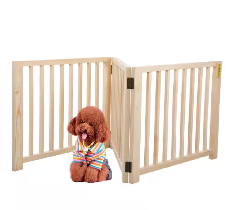 Solid Wood New Sale Portable  Freestanding Pet Gate  Freestanding Dog Gate Wooden Fence dog fence