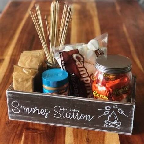 Smore Station Personalized Smore Caddy S'more Memories  Wood Box S'mores Crate Custom Let's Get Toasted Crate