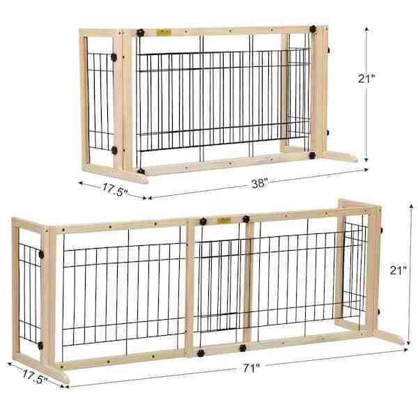 Wood & Metal Foldable Dog Indoor Gate Pet Gate Pets Barrier Fits 38 in.-71 in. W large dog fences