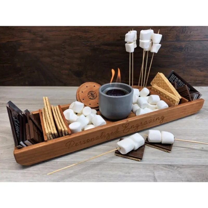 Rustic Wood Smores Bar Station Smores Station Party Station, Family Smores Station Gift, Dessert Station Tray