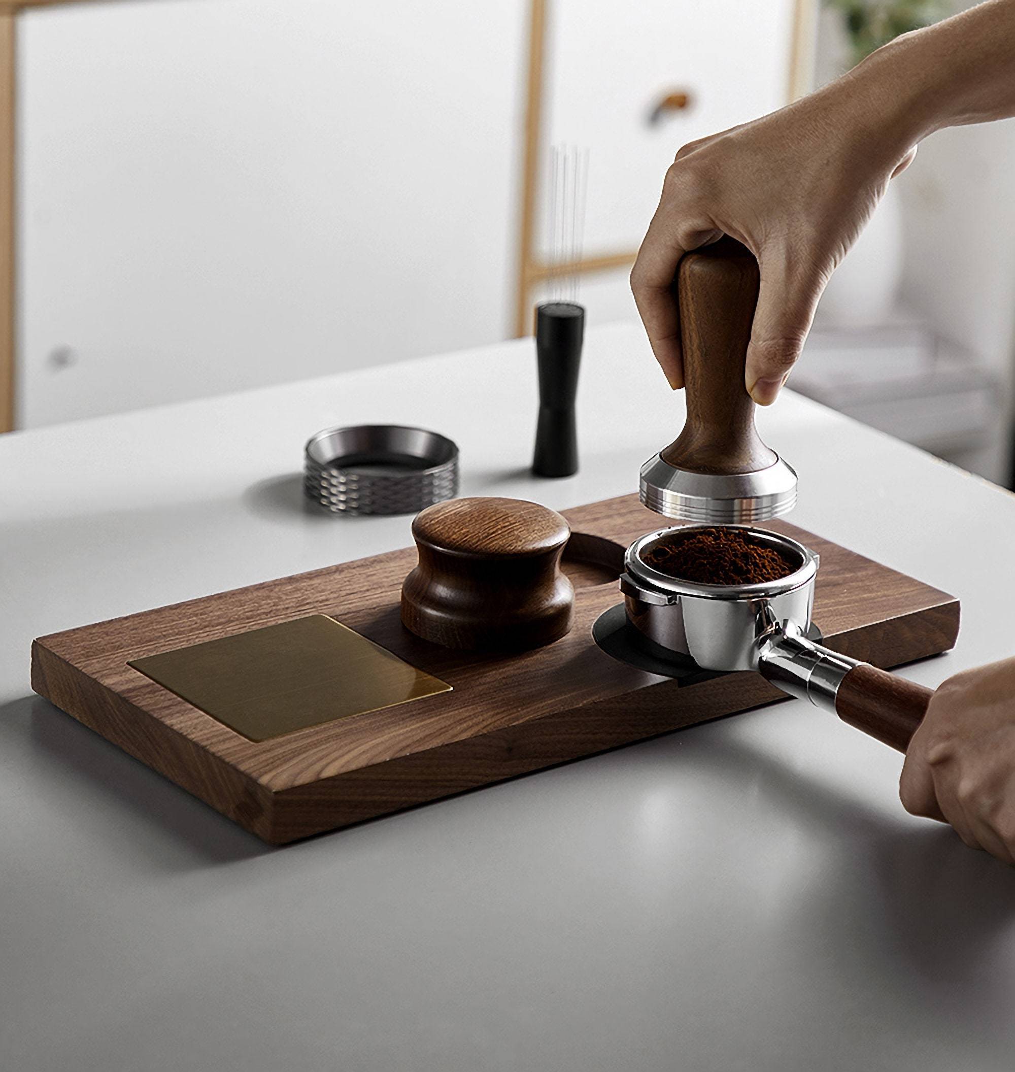 Walnut Wood Espresso Tamp Station Coffee Tamp Station  Tamping Station  Espresso Tamper coffee accessories.