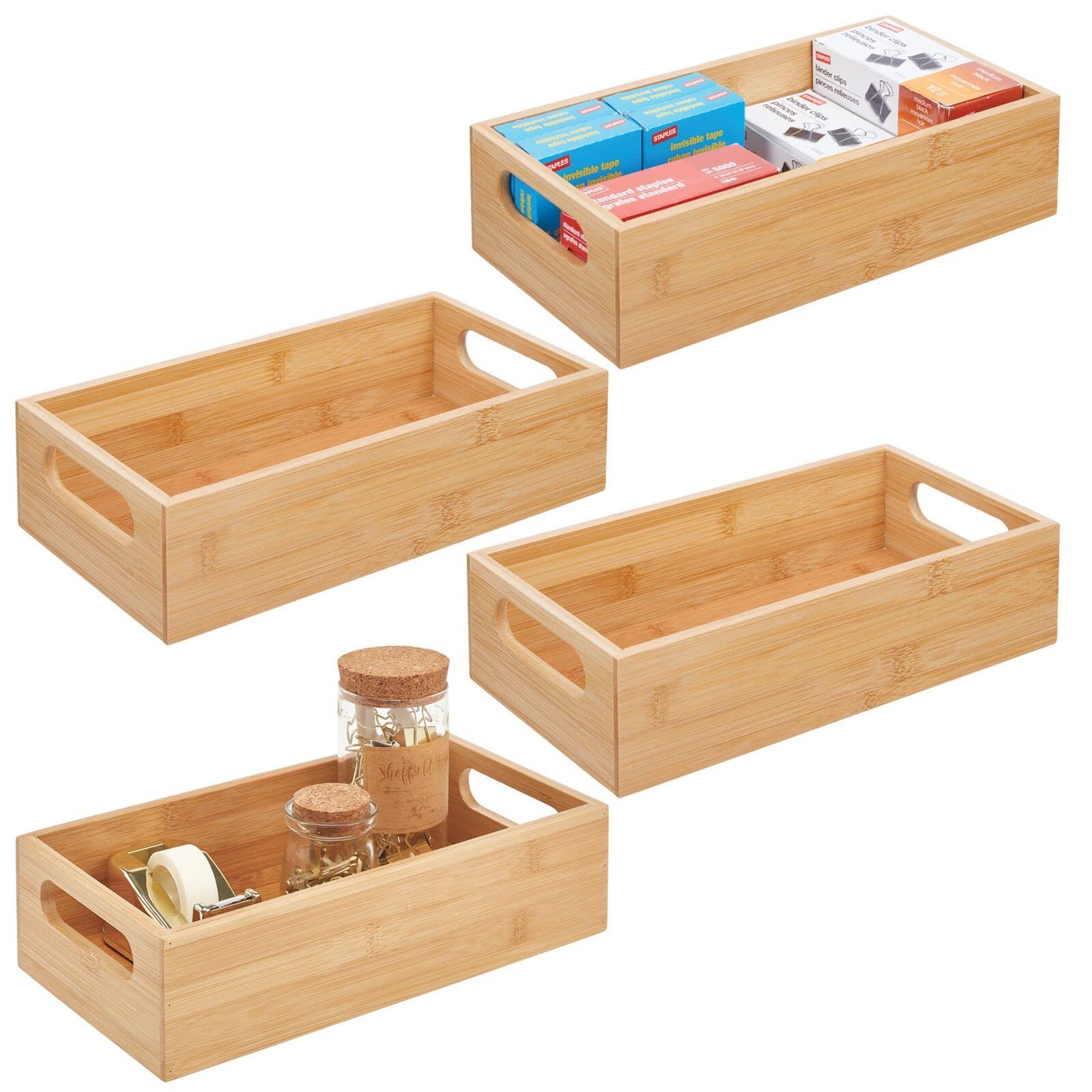 Factory Price Bamboo Bathroom Storage Container Bin for Cabinet Shelves Vanity Closet Holds Soap Lotion Shampoo