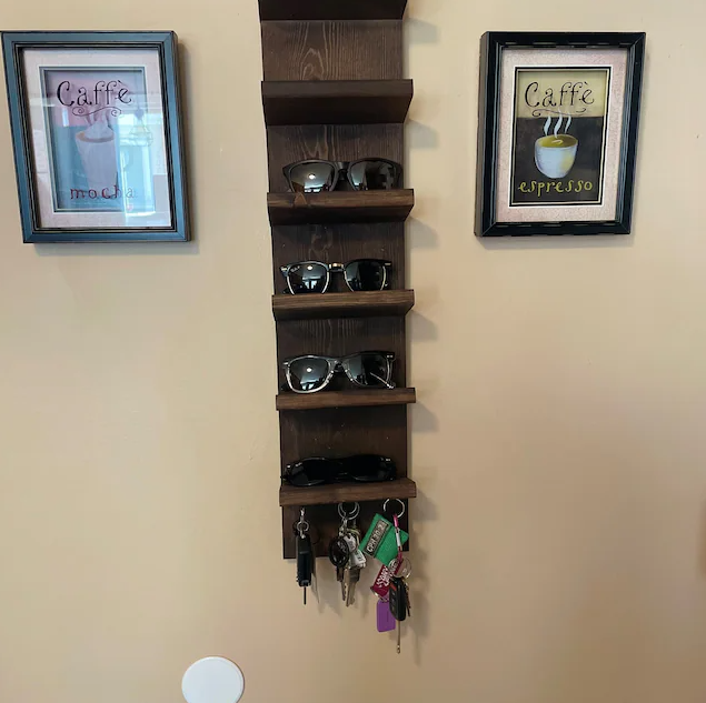 Sunglasses organizer shelf Wall organized Entry organizer Sunglass Organizer with Magnetic Key Chain Holder