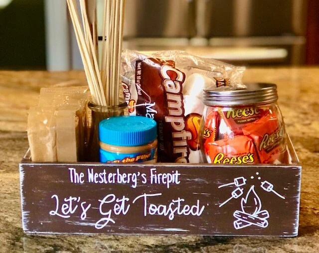 Smore Station Personalized Smore Caddy S'more Memories  Wood Box S'mores Crate Custom Let's Get Toasted Crate