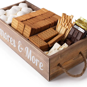 Personalized Vintage Custom Smore Bar Smore Caddy Tray, Wood 3 Compartments Desk Organizer Tray Smores Caddy Tray Station