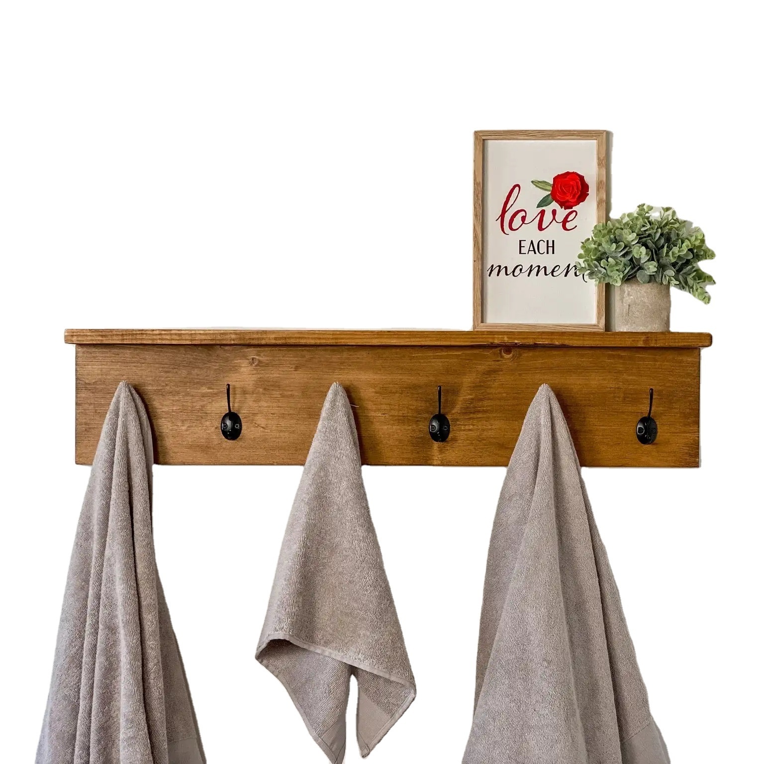 Metal wall mount coat rack  Rustic Towel with Shelf Handmade Rustic  Entryway Organization Towel Hook