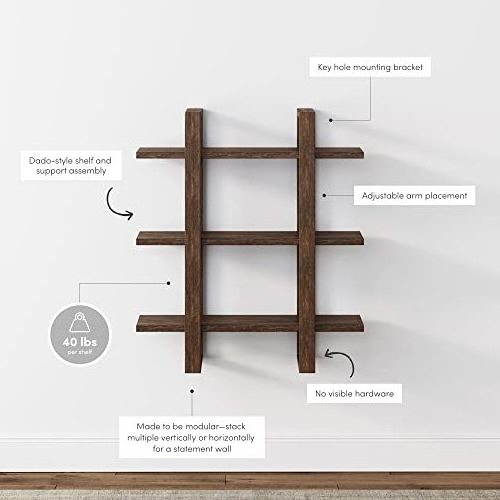 3-Tier Display Shelf Decorative Modular Shelf  Solid Wood Floating Wall Book Shelves