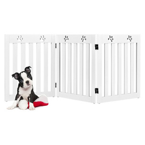 Freestanding Pet Gate 24 inch Step Over Wooden Fence Convertible Puppy Pen Playpen Dog Gates Extra Indoor Barrier for House