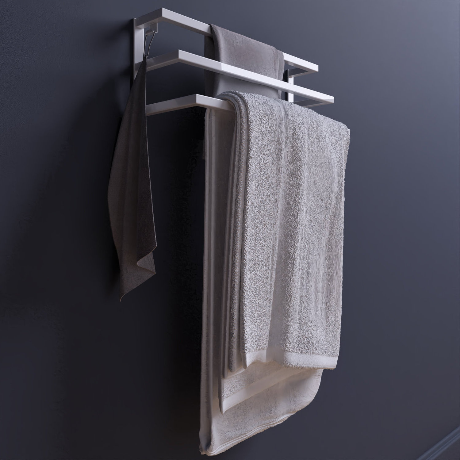 White style Wall Mounted Towel Rack Towel holder 3 tiers modern towel holder rack with hook blanket