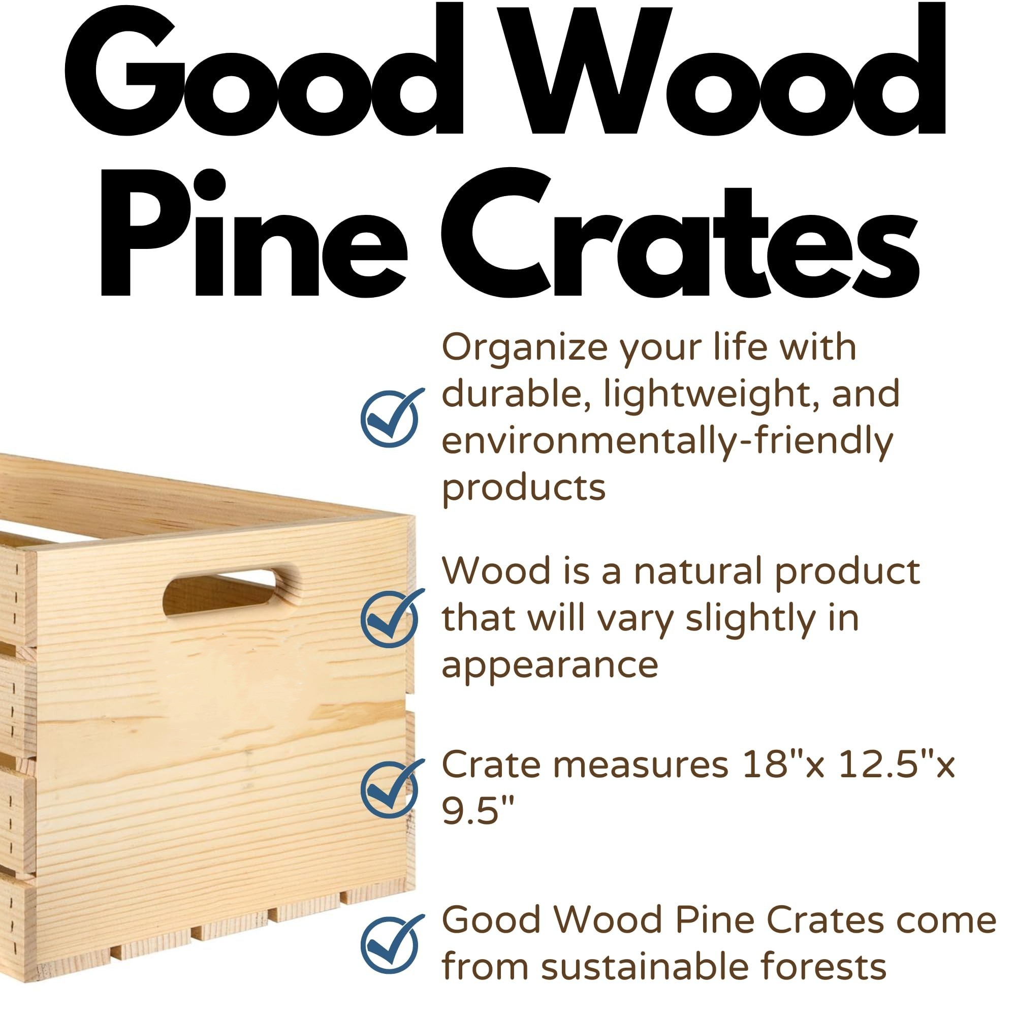 Large Factory Wholesale Natural Pine Great Gift Baskets Storage and Organization Wood Crates for display and storage