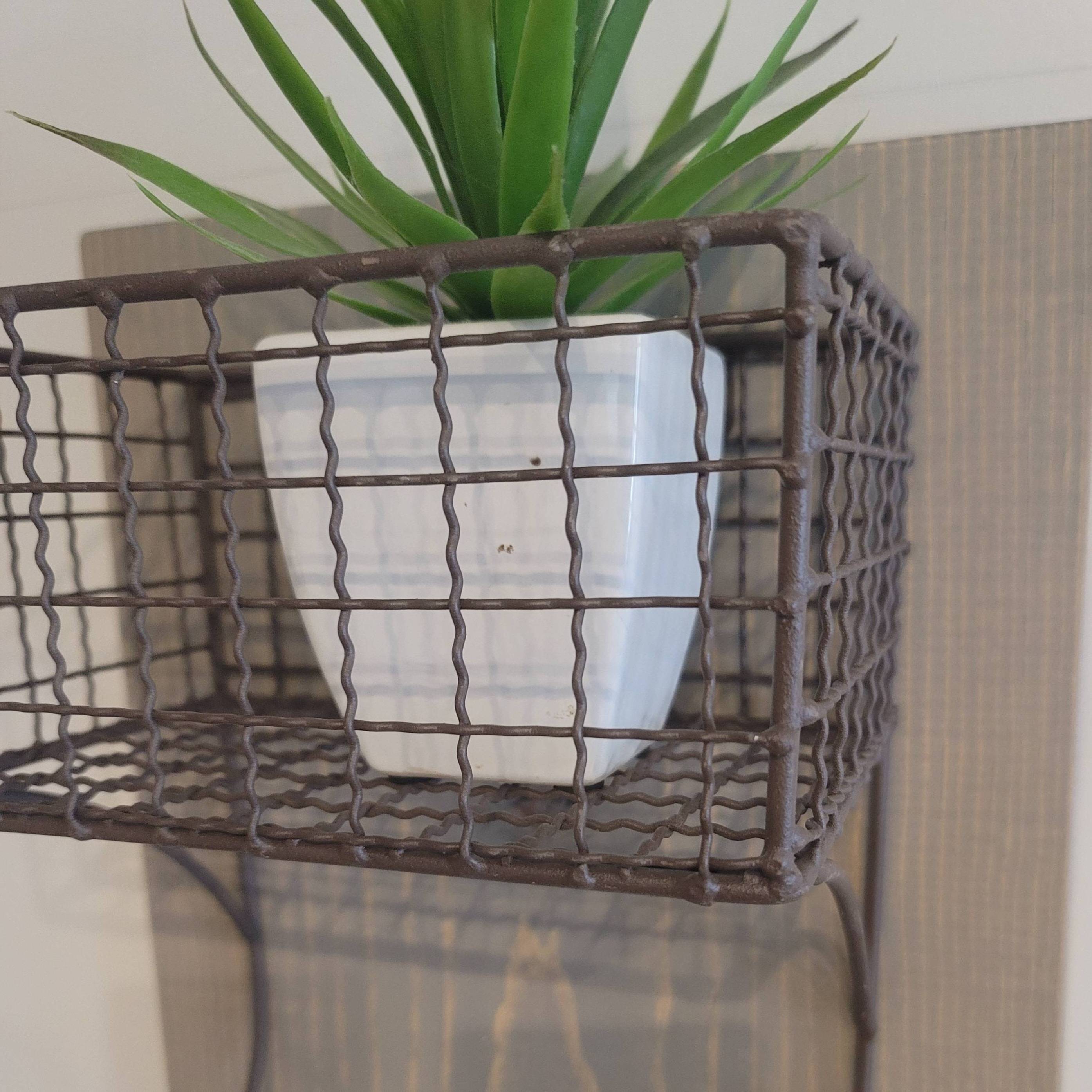 Simply Rustic Bathroom Shelf with Storage Basket and Hand Towel Ba