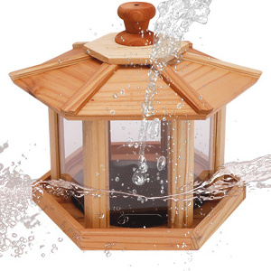 Hexagon Shaped Gazebo Bird Feeder Bird Feeder Large Capacity Easy to Clean and Fill Solid Wood Outdoor Bird Feeder