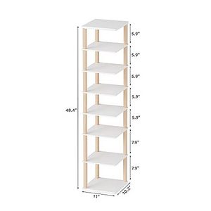 8 Tiers Vertical Shoe Storage Space Saving Narrow Shoe Organizer Free Standing Tall Shoe Shelf