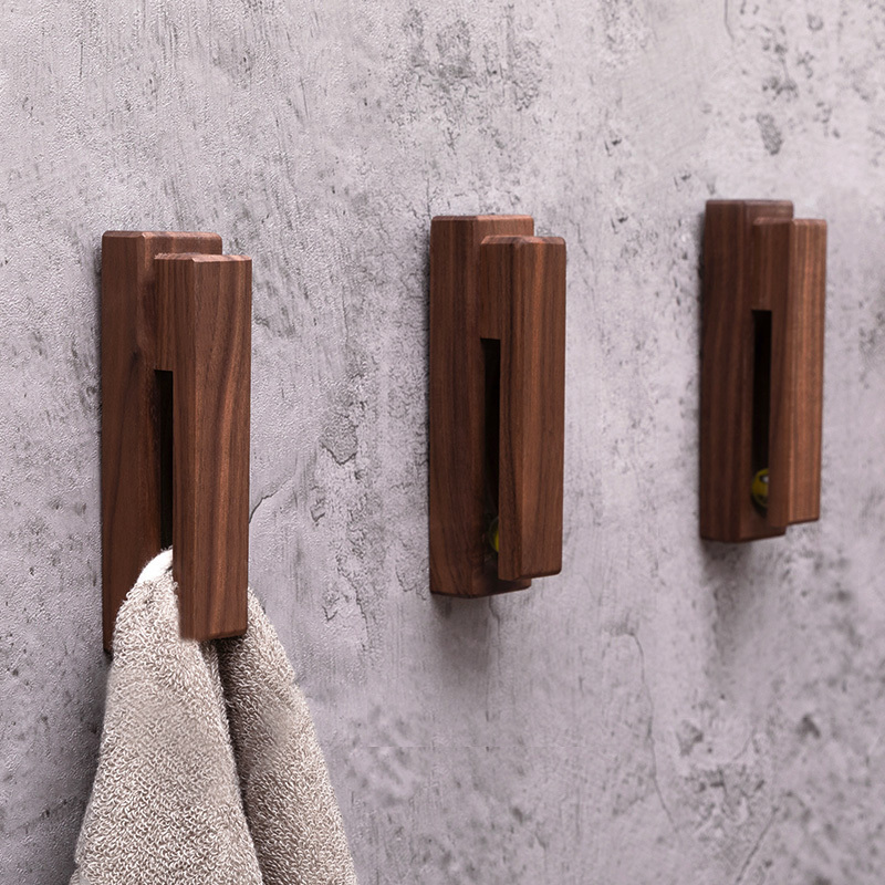 Eco-friendly eco wall mounted wooden towel rack bathroom towel Rustic Decorative Hooks Wall Wooden Coat Rack