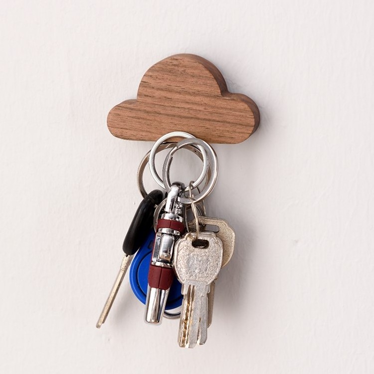 Hot Sale Cloud Shape Wooden Magnetic key hook wall hanging free punch porch storage