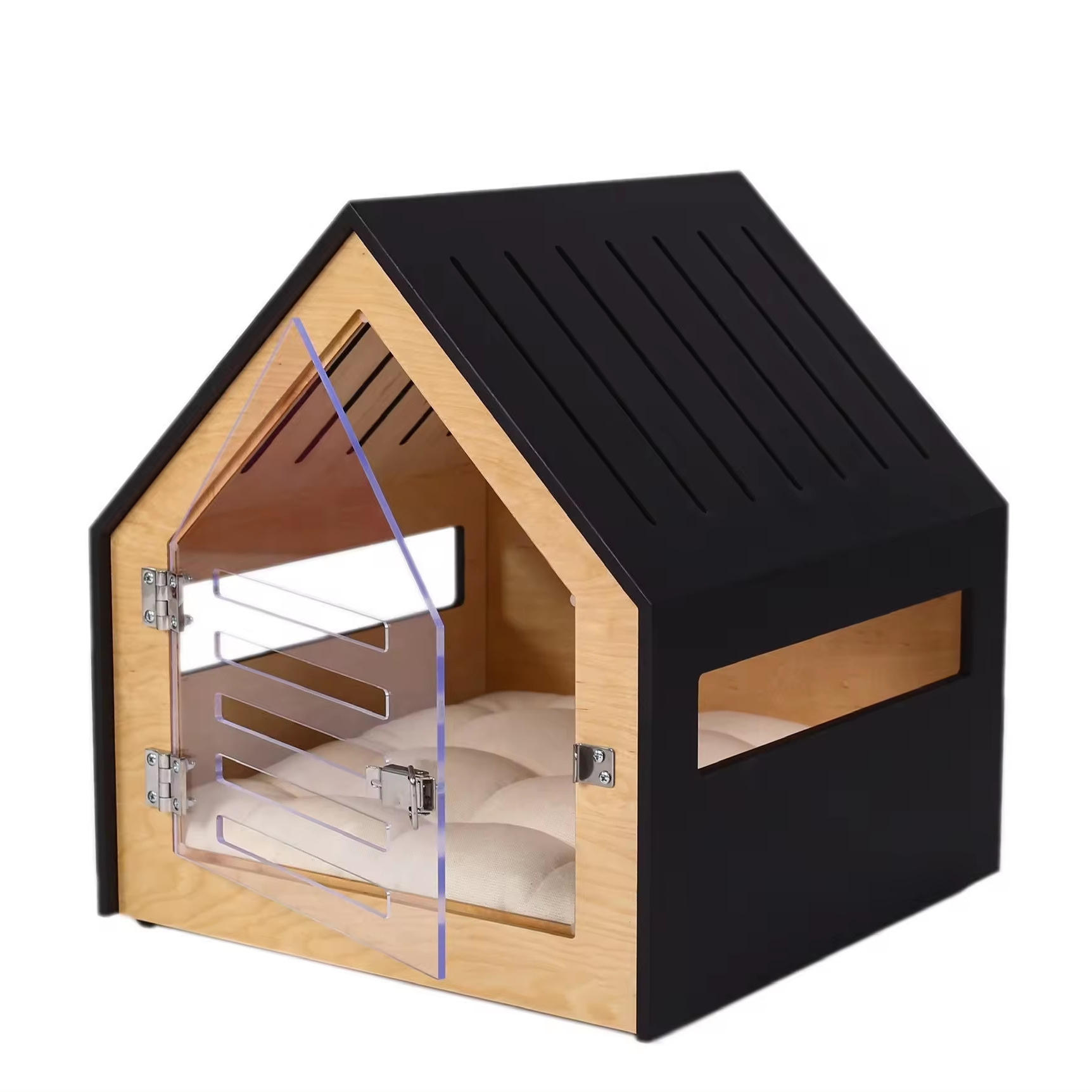 Modern Customized Stylish Clear Acrylic Heavy Duty Fold Up Inside House Kennel Dog Wood Crate For Small Animals