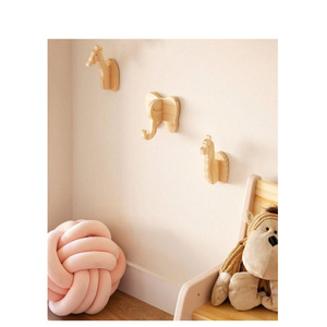 Set of 3 Pine Wood Wall Hooks Cute Nursery Decoration Toddler Room Safari Animals Wall Decor Gift Ideas For Kids  Coat Hangers