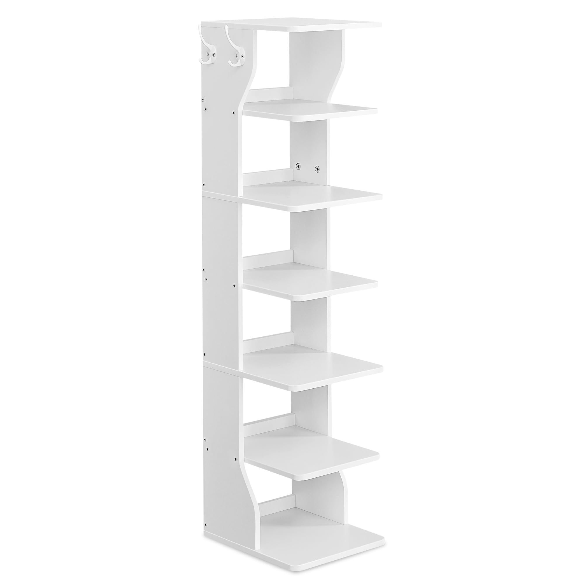 7 Tier Vertical Shoe Rack Narrow Shoe Storage Organizer Corner Shoe Tower Rack Shelf