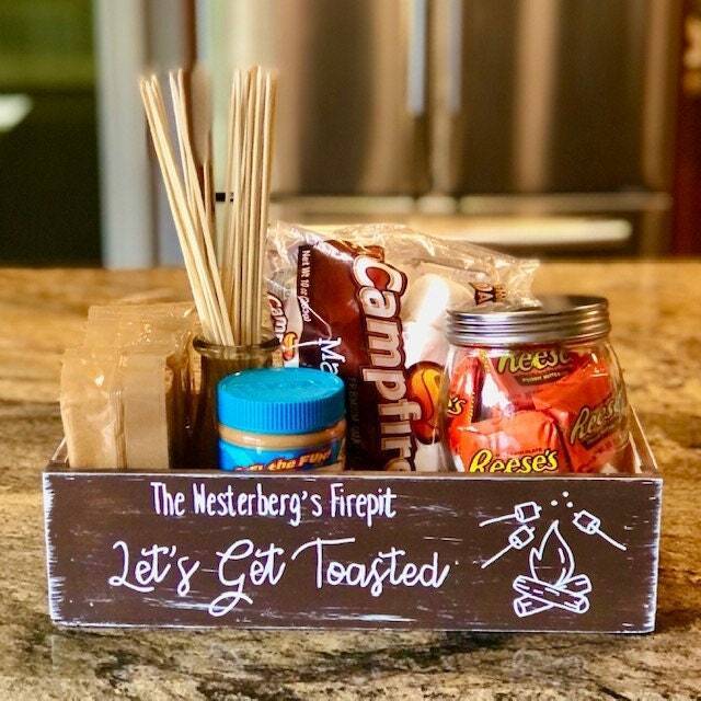 Smore Station Personalized Smore Caddy S'more Memories  Wood Box S'mores Crate Custom Let's Get Toasted Crate