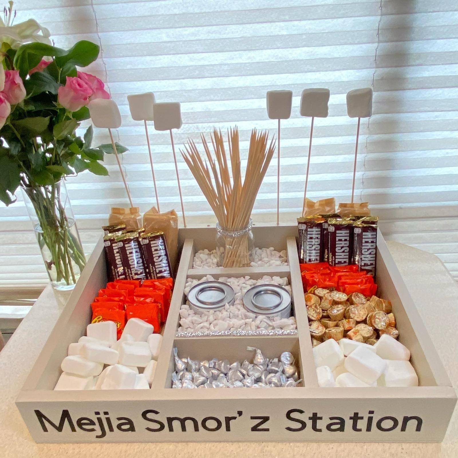 Factory Smores Station For Parties Holiday Gatherings or Special Occasion Wooden Box S'mores Bar Holder