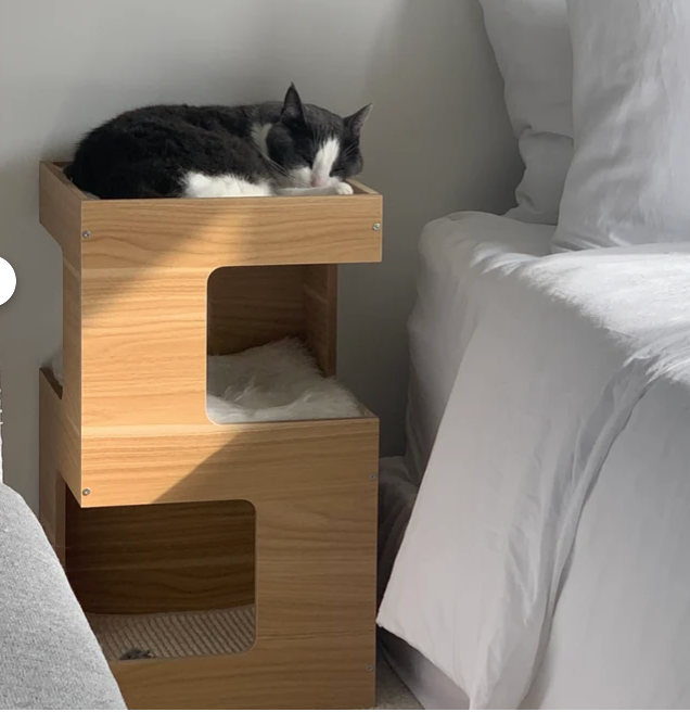 Customized Wood Condo Furniture Tower Cat Tree  Modern Wooden Cat Condo Tower with Hammock For Small and Large Indoor Cats