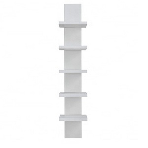 White 5 Tier Wall Shelf Unit Narrow Vertical Column Shelf Floating Storage, Home Decor Organizer Tall Tower Design Utility Shelf