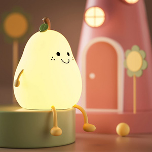 Night Light for Kids,cute Silicone Nursery Pear Lamp LED Bedroom Small Modern 80 Rechargeable Lampara Led De Noche Fruta De Pera