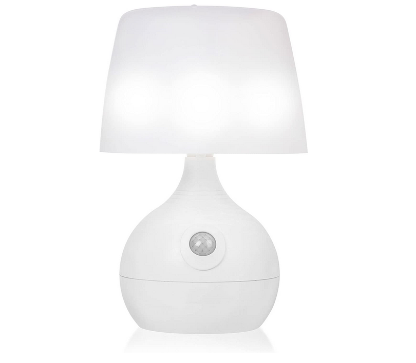 Portable 12-LED Battery Operated Motion Sensing Table Lamp - Dual Color Range -  Manual & Automatic Motion & Light Sensing