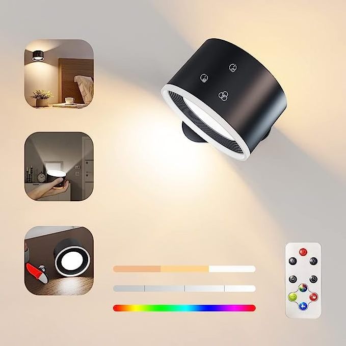 Up&down Light Source LED Wall Sconce, Wall Mounted Lamps Temp, Touch&remote Control Light with 4 Color Black 40 90 Modern Indoor