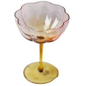 ins Nordic creative pink crystal champagne glass cup light luxury painted gold goblet