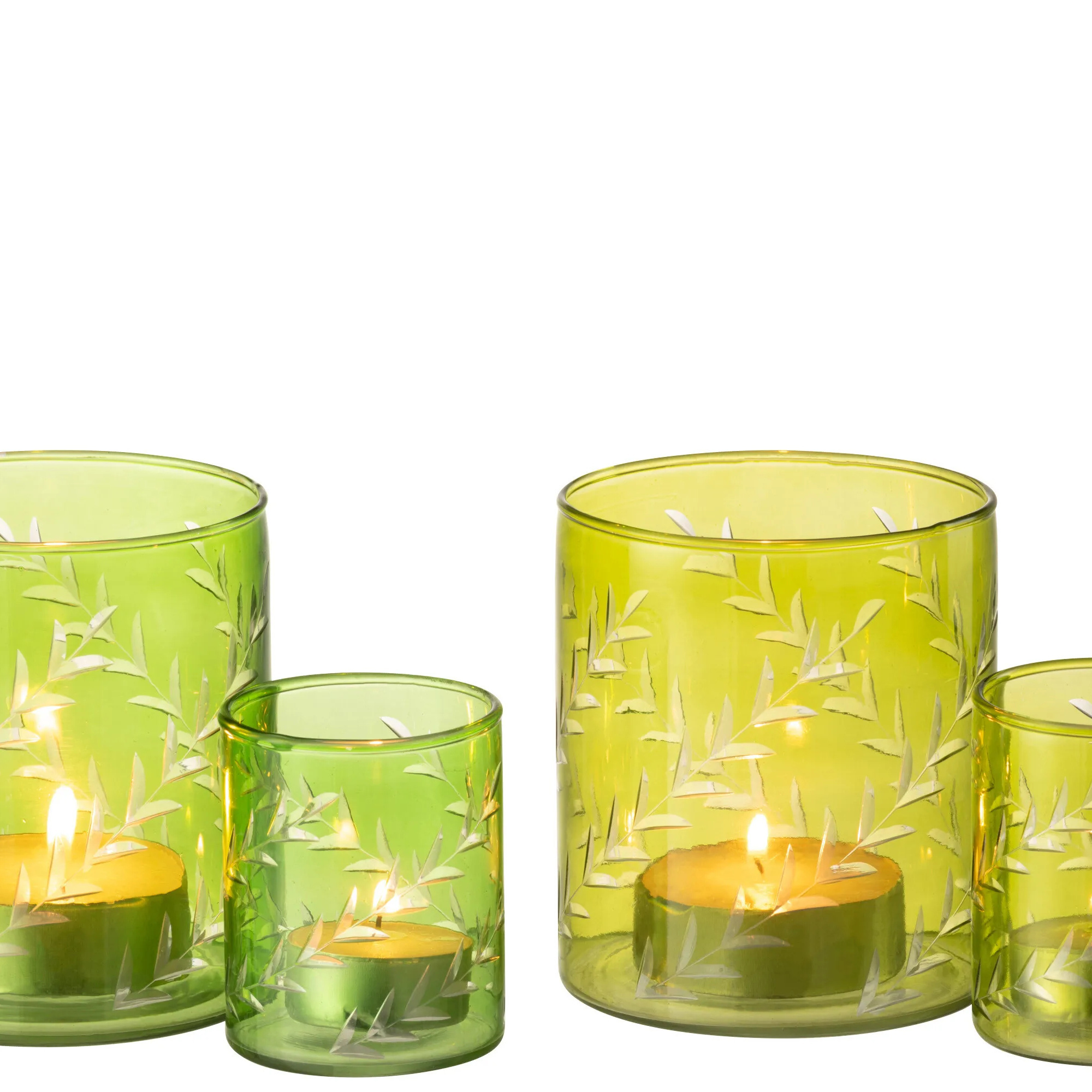 Tealight Holder Leaves Glass Green wholesale candle vessels Holiday Candle Holders Festive Candle Cups