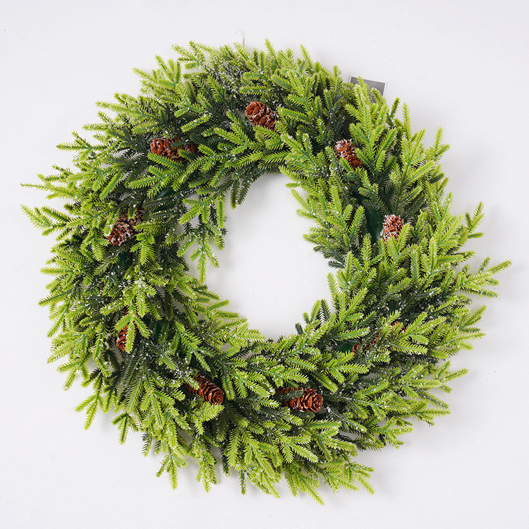 Artificial plant snowflake pine branches pine cone Christmas wreaths window door hanging venue layout Christmas garland