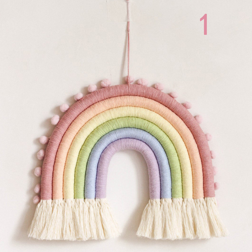 Factory Direct Nordic Style Rainbow Wall Hanging Kids Room Decor Rainbow Macrame Tapestry