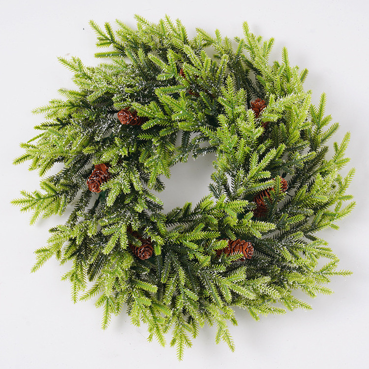 Artificial plant snowflake pine branches pine cone Christmas wreaths window door hanging venue layout Christmas garland