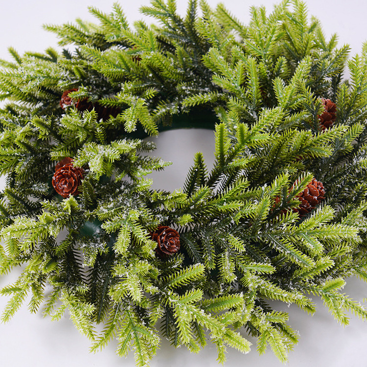 Artificial plant snowflake pine branches pine cone Christmas wreaths window door hanging venue layout Christmas garland