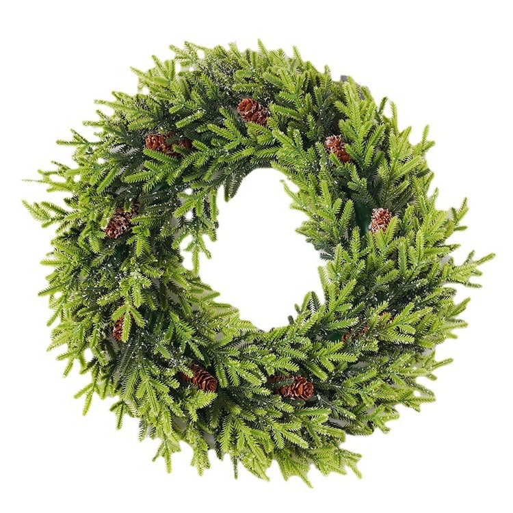 Artificial plant snowflake pine branches pine cone Christmas wreaths window door hanging venue layout Christmas garland