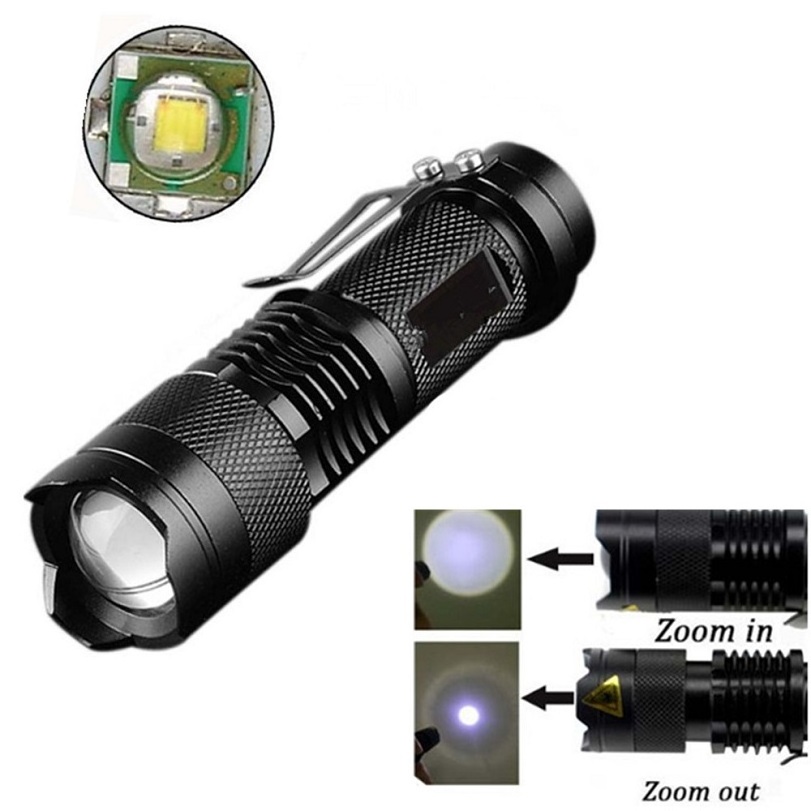 Mini zoomable 14500 battery super bright portable aluminum body Q5 creeled flashlight