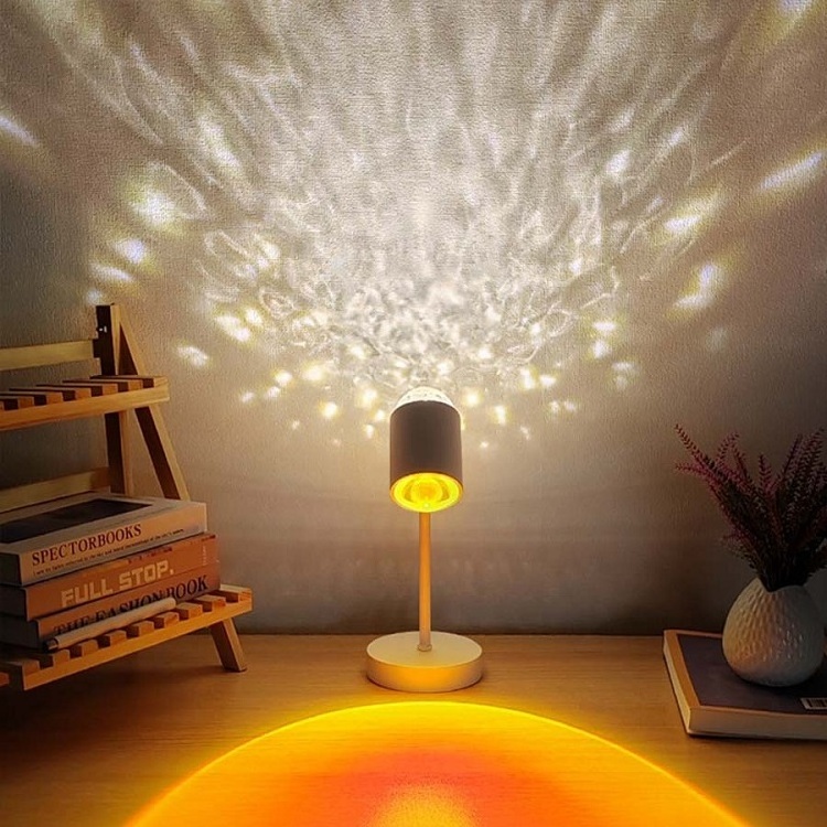 Atmosphere double head light projector water Ripple Lamp Photo Lighting Desk Home Bar Decor table lamp bedroom night