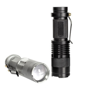 Mini zoomable 14500 battery super bright portable aluminum body Q5 creeled flashlight