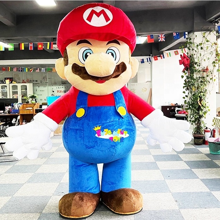 Cartoon Mario Mascot Clothing Cute Inflatable Mario Mascot Adult Party Clothing High Quality Customized Handmade Customized Logo